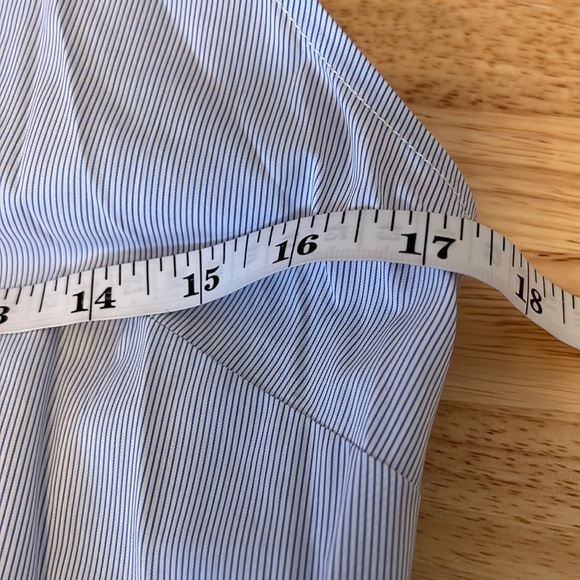 Treasure & Bond Peplum Sleeveless Blouse Blue & White Small - Picture 7 of 8